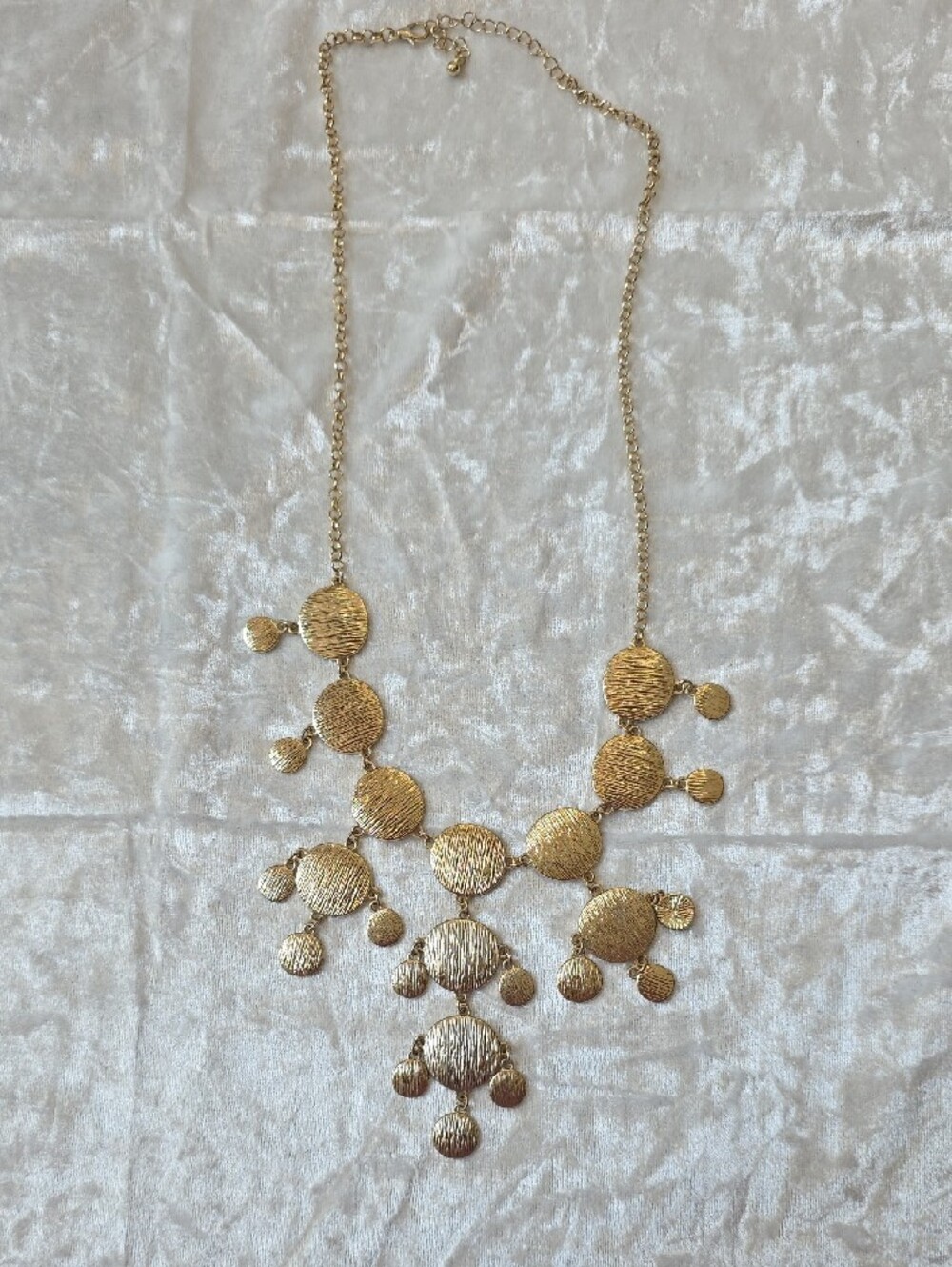 Bancroft Gold Textured Disc Bib Necklace* - Picture 3 of 3